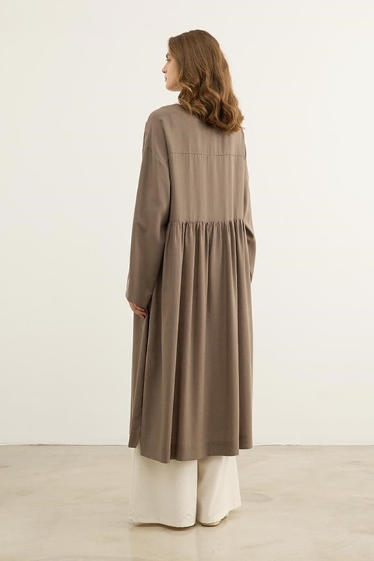 Uzun Kimono Tunik Koyu Vizon