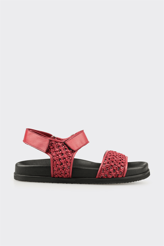 Bordo Deri Kadın Sandalet