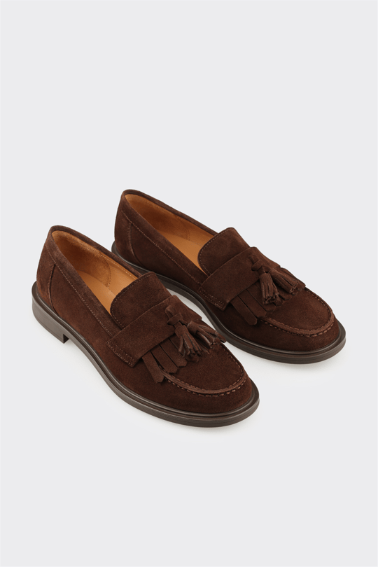 Kahve Deri Kadın Günlük Loafer