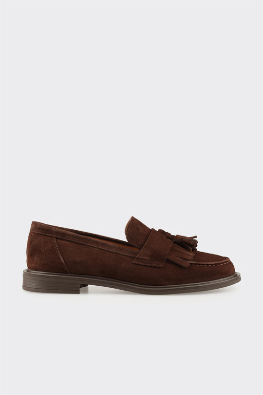 Kahve Deri Kadın Günlük Loafer