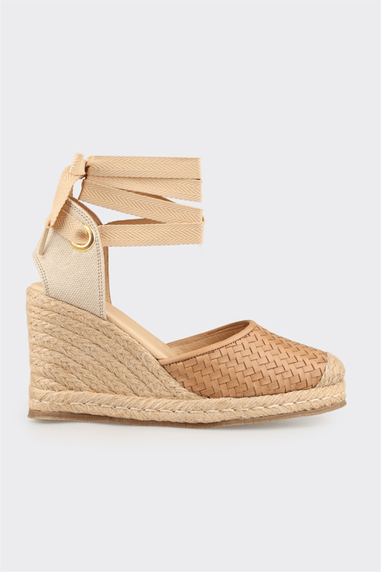 Naturel Deri Kadın Dolgu Topuk Espadril