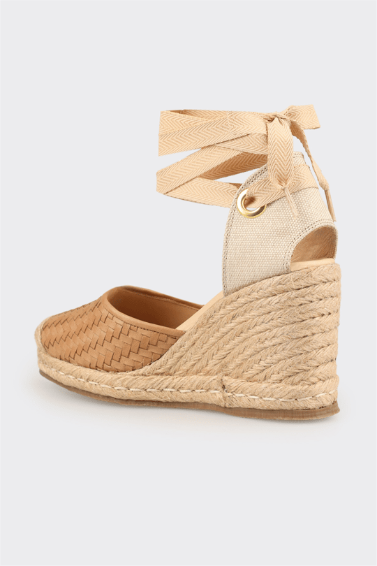 Naturel Deri Kadın Dolgu Topuk Espadril