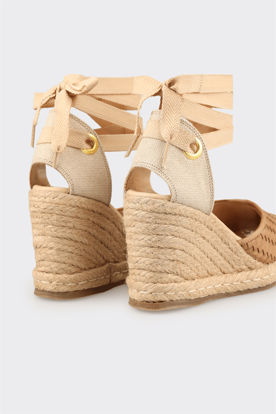 Naturel Deri Kadın Dolgu Topuk Espadril
