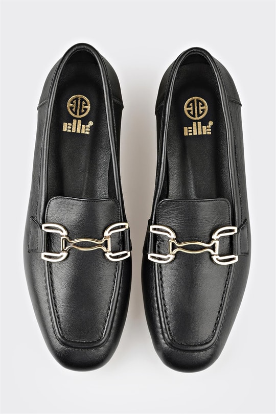Siyah Deri Kadın Loafer