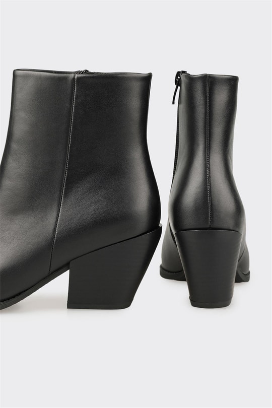 Siyah Deri Kadın Western Bot