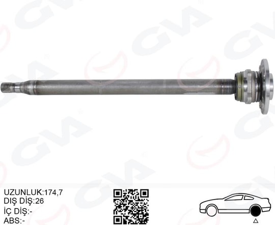 GVAAks Mılı Arka Sol Ince Kısa 840Mm Mercedes Sprınter B906 . Vw Crafter 30-35-50 Z:26-29 PoryalıGVA 4499152