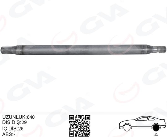 GVAAks Mılı Arka Sol Ince Kısa 840Mm Mercedes Sprınter B906 . Vw Crafter 30-35-50 Z:26-29GVA 4499153