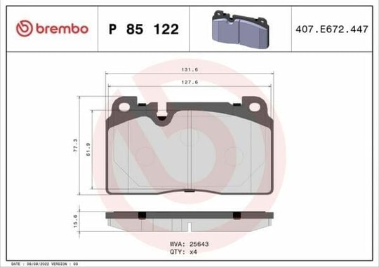 AudiAudi Q5 Ön Fren Balatası 16Mm  Brembo P85122BREMBO P85122