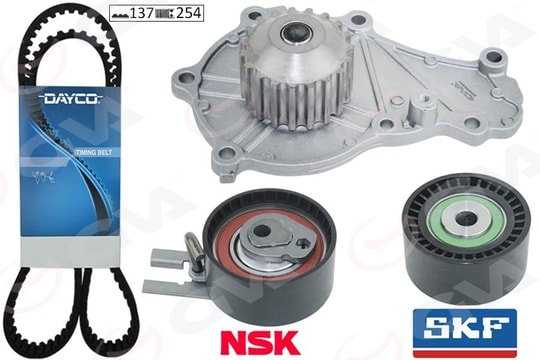 GVADevirdaimli Triger Seti 137X254 P206-P207-P307-P308-P407-P3008-Expert-Partner-Berlıngo-Jumpy-C2-C3 -C4-C5-Xsara-Focus Iı-Fıesta V-Vı Volvo S40-C30-V50-Fıat Scudo Euro4 1.6 Hdı-TdciGVA 59WPK4315