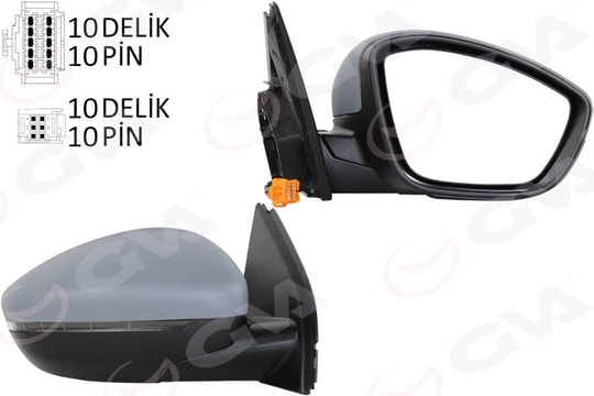 GVADış Dikiz Ayna Sağ Elektrikli Isıtmalı Astarlı Konveks Sensorlu 10Pın Alt Aydınlatmalı Psa308 13-17 10H10p 6H2p Vm-6209NebpsrGVA 1043352