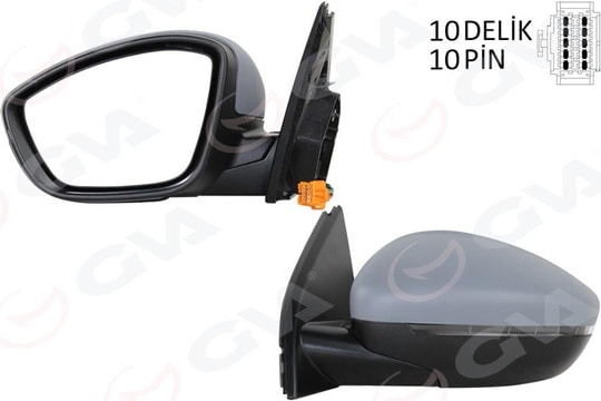 GVADış Dikiz Ayna Sol Elektrikli Isıtmalı Astarlı Konveks 10 Pın Alt Aydınlatmalı Psa 308 13-17 10H10p Vm-6209NebplGVA 1043353