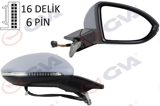 GVADış Dikiz Aynası Elektrikli Isıtmalı Sağ Golf Vıı 13 Sinyalli Astarlı 6 FişGVA 1075272