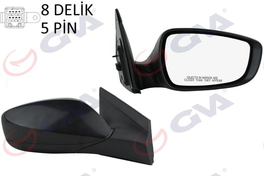 GVADış Dikiz Aynası Sağ Blue 12 Elektrikli Isıtmalı Siyah Kapak Konveks 5 Fiş Vm-6451ErGVA 1091134