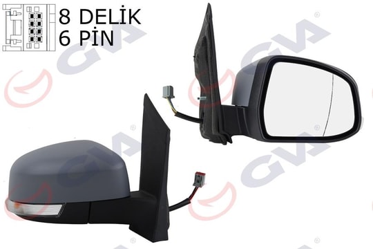 GVADış Dikiz Aynası Sag Focus Iı 08-11 Elektrikli Isıtmalı Sinyalli Kör Noktalı Astarlı 6 Fiş Vm-6304EhparGVA 1035178