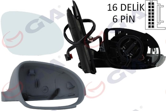 GVADış Dikiz Aynası Sağ Golf 03 Elektrikli Isıtmalı Sinyalli Astarlı Konveks 6 Fiş Vm-197EhprGVA 1075235