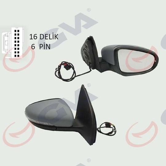 GVADış Dikiz Aynası Sağ Golf 09 Elektrikli Isıtmalı Astarlı Sinyalli Konveks 6 Fiş Vm-6197EhprGVA 1075247