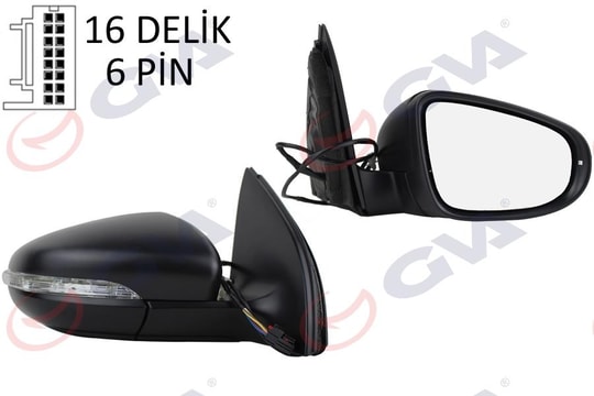 GVADış Dikiz Aynası Sağ Golf 09 Elektrikli Isıtmalı Sinyalli Konveks 6 Fiş Vm- 6197EhprGVA 1075245