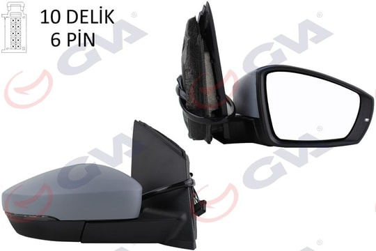 GVADış Dikiz Aynası Sağ Polo 09 Elektrikli Isıtmalı Astarlı Konveks 6 Fiş Vm-388NehprGVA 1075458