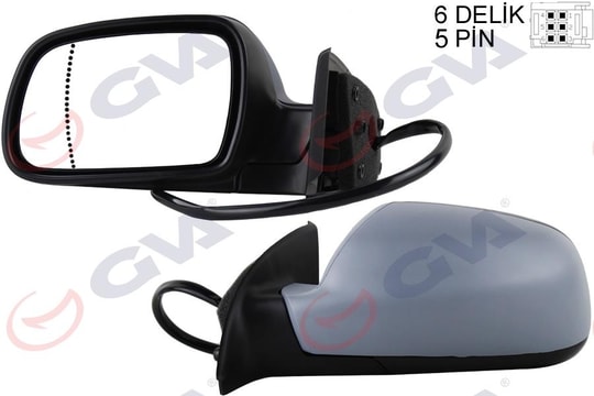 GVADış Dikiz Aynası Sol 307 02 Elektrikli Isıtmalı Astarlı Asferik 5 Fiş Vm-207EhpalGVA 1043311