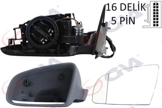 GVADış Dikiz Aynası Sol A3 03 Elektrikli Isıtmalı 3 Kapılı Astarlı Asferiklı 5 Fiş Vm-011EhalGVA 1075955