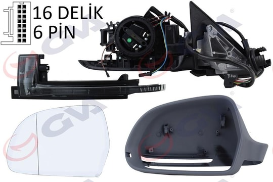 GVADış Dikiz Aynası Sol A4 08 Elektrikli Isıtmalı Astarlı Asferik 6 Fiş Vm-018EhpalGVA 1075941
