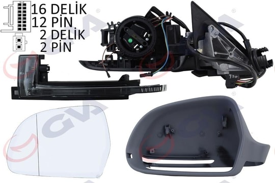 GVADış Dikiz Aynası Sol A4 08 Elektrikli Isıtmalı Katlanır Astarlı Asferik Vm-018EbcalGVA 1075946