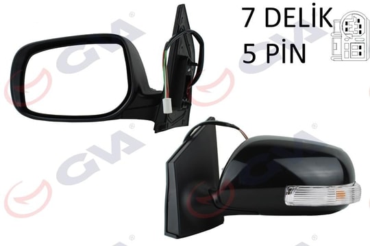 GVADış Dikiz Aynası Sol Corolla 08 Elektrikli Isıtmalı Sinyalli Astarlı Konveks 5 Fiş Vm-6263EplGVA 1071134