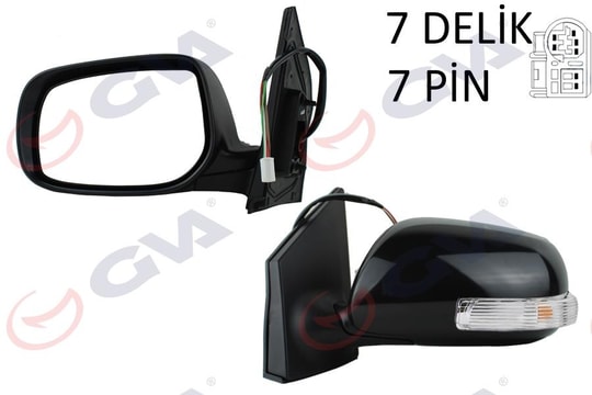 GVADış Dikiz Aynası Sol Corolla 08 Elektrikli Isıtmalı Katlanır Sinyalli Astarlı Konveks 7 Fiş Vm-6263EblGVA 1071132