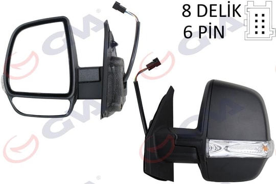 GVADış Dikiz Aynası Sol Doblo 11 Elektrikli Ortadan Sinyalli Siyah Kapaklı Çift Cam Konveks 6 Fiş Vm-669EhlGVA 1029178
