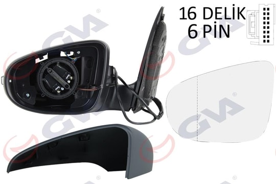 GVADış Dikiz Aynası Sol Golf 09 Elektrikli Isıtmalı Astarlı Sinyalli Asferik 6 Fiş Vm-6197EhpalGVA 1075248