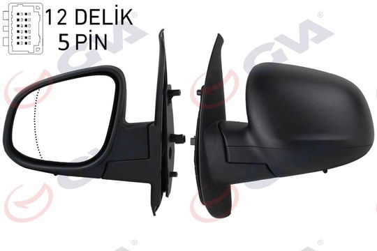 GVADış Dikiz Aynası Sol Kangoo-Cıtan 13 Elektrikli Isıtmalı Desenli Asferik 5 Fiş Vm-6132EhalGVA 1016323