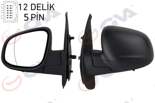 GVADış Dikiz Aynası Sol Kangoo-Cıtan 13 Elektrikli Isıtmalı Desenli Asferik 5 Fiş Vm-6132EhalGVA 1016323