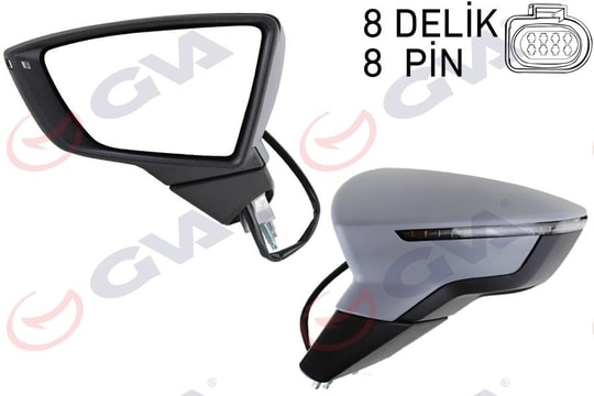 GVADış Dikiz Aynası Sol Leon 12 Elektrikli Katlanır Isıtmalı Sensörlü Sinyalli Astarlı Konveks Vm-367EblGVA 1061615