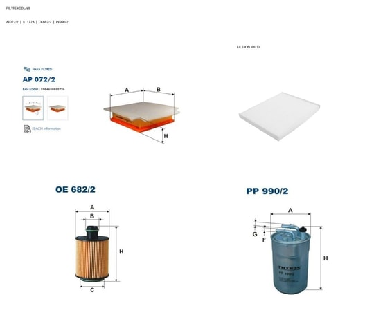 FILTRONFILTRON BAKIM SETİAP072/2 - K1172A - OE682/2 - PP990/2