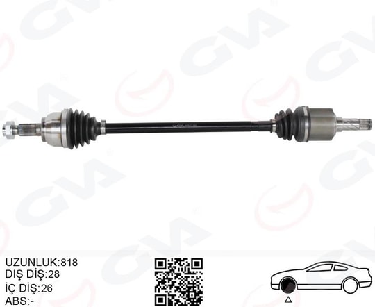 GVAKomple Aks Arka Sağ/Sol Freelander 2 L359 2.0 Si4 2.2Td4 06 14 820Mm Diş 28 Diferansiyel Diş 26GVA 4499217