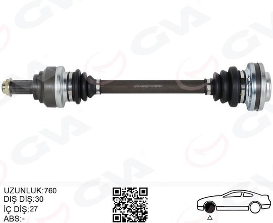 GVAKomple Aks Arka Sol Bmw E81 E82 E87 E88 E90 E91 E92 E93 600Mm Diş 30GVA 4499201