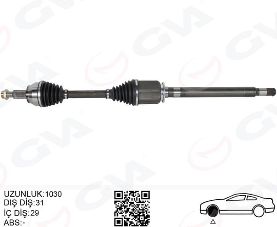 GVAKomple Aks Ön Sağ Dıscovery 5 L462 R.R 4 L405 R.R Sport 2 L494 1030MmGVA 4499219