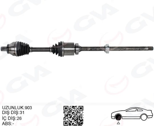 GVAKomple Aks Ön Sağ Freelander 2 L359 2.2 Td4 06 14 Uzunluk 1.002Mm Diş 40 Diferansiyel Diş 28GVA 4499215