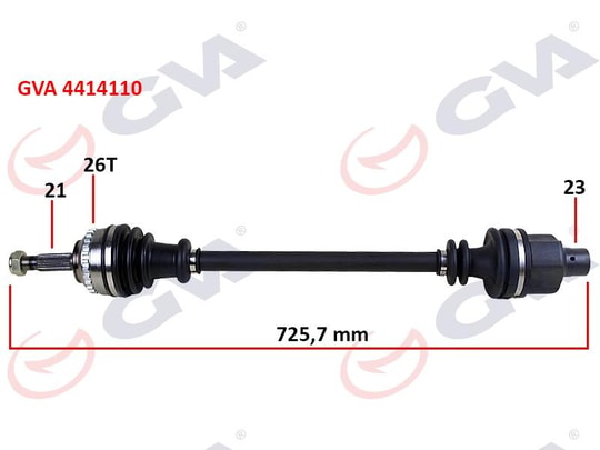 GVAKomple Aks Sağ Clıo Iı 1.4İ 16V 98-05 Abs Li 26Diş 726MmGVA 4414110