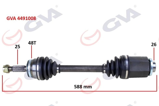 GVAKomple Aks Sağ Hyundaı Accent Era 1.5L D4fa Crdi 06-10 Abs Li 25X26 - Abs 48 Diş Komple Boy 588MmGVA 4491008