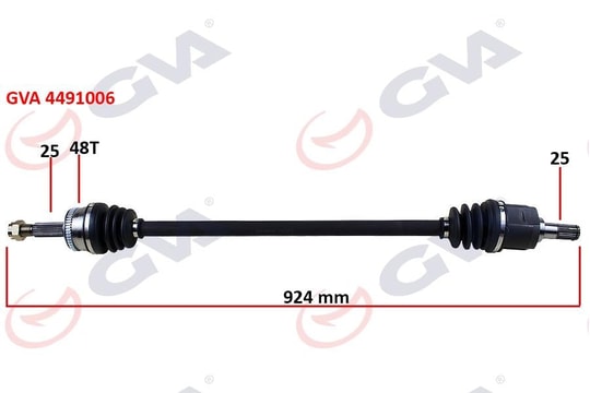 GVAKomple Aks Sağ Hyundaı Accent Era 1.4L 1.6L G4ee G4ed Benzinli 06-10 Abs Li 25X25 - Abs 48 Diş Komple Boy 924MmGVA 4491006