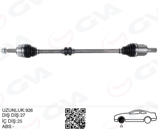 GVAKomple Aks Sağ Hyundaı Bayon 1.0L 1.4L G3le G4lc 21- 25X27 Komple Boy 926MmGVA 4491154