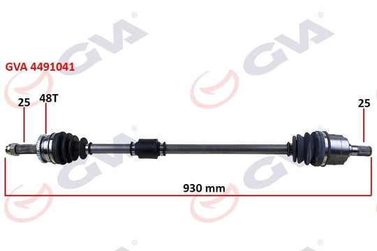 GVAKomple Aks Sağ Hyundaı İ20 1.2L G4la 08-15 Abs Li 25X25 - Abs 48 Diş Komple Boy 930MmGVA 4491041