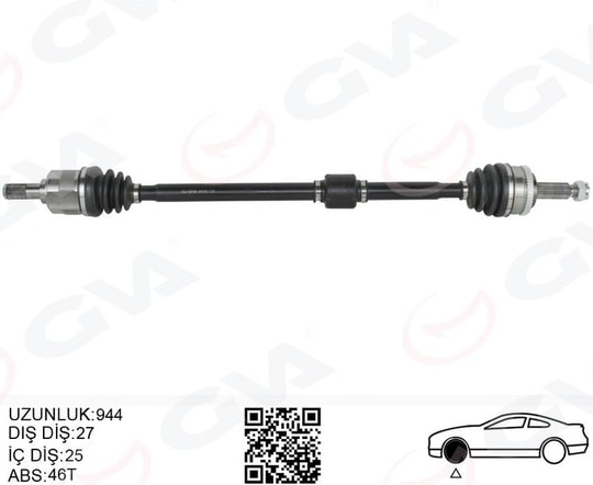 GVAKomple Aks Sağ Hyundaı İ30 1.4L 1.6L G4fa G4fc Benzinli 07-11 Abs Li 27X25 - Abs 46 Diş Komple Boy 941MmGVA 4491024