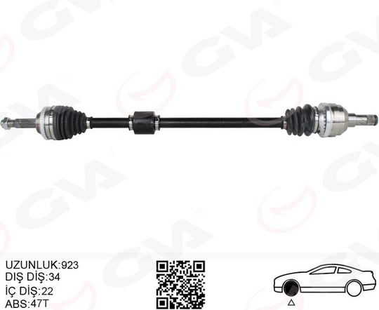 GVAKomple Aks Sağ Kalos 1.4 16V-Aveo 1.4 16V 03-08 Abs Li 47Diş 923Mm Manuel.GVA 4471912