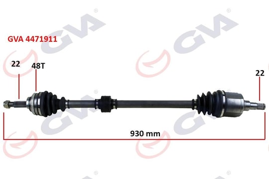 GVAKomple Aks Sağ Kalos 1.4 16V-Aveo 1.4 16V 03-08 Abs Li 48Diş 930Mm Auto.GVA 4471911