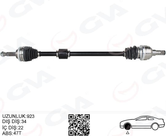 GVAKomple Aks Sağ Kalos 1.4 16V-Aveo 1.4 16V 03-08 Abs Li 47Diş 923Mm Manuel.GVA 4471912