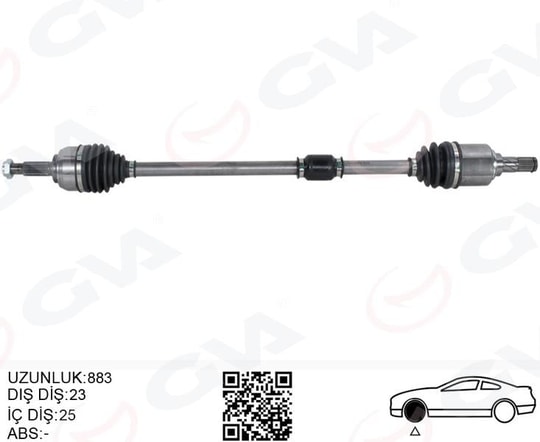 GVAKomple Aks Sağ Nıssan Mıcra 1.2L Cg12de Cga3de Cr12de Cr14de 1.5L K9k Otomatik Vites K12 03-09 23X25GVA 4499916