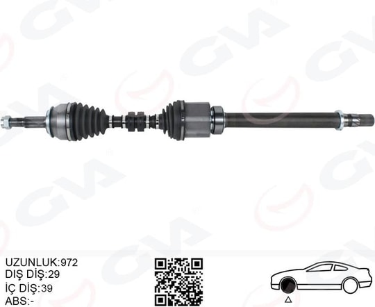 GVAKomple Aks Sağ Nıssan Qashqaı 1.6L R9m Dcı Manuel Vites J11 14- 29X39 Komple Boy 972MmGVA 4499908