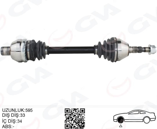 GVAKomple Aks Sağ Opel Astra H 1.9 Dtl 04-14 -Zafıra B 05-15 595MmGVA 4490012